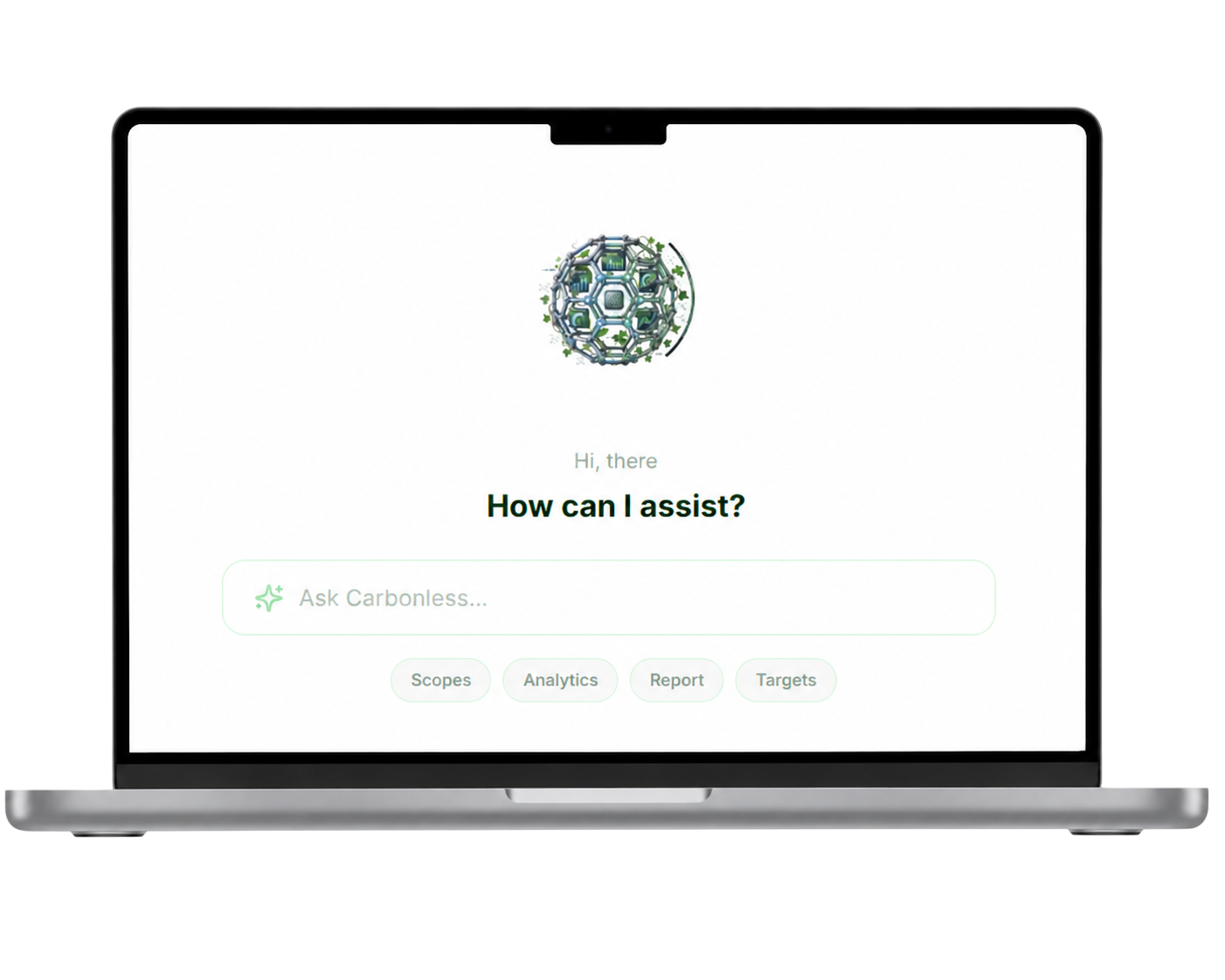 Carbonless AI chat on a MacBook